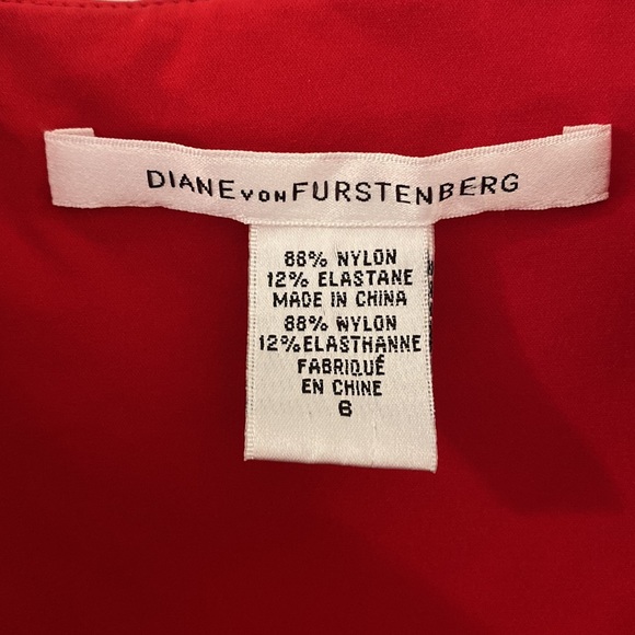 DVF Diane Von Furstenberg Red Ruffle Wrap Dress - Picture 2 of 5